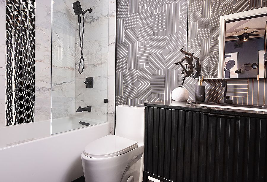 Wallpaper is still a popular alternative to paint, especially in bathrooms.
