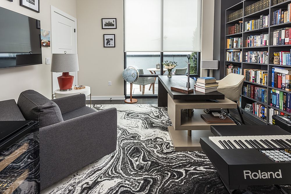A musical home office design for a book lover!